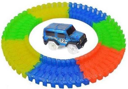Collectionmart Magic Race Tracks-Flexible and Bendable Glow in Dark Race Twister Track Set Toy with LED Lights Racing Car
