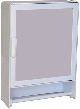 Maskey ABS Unbreakable Z-GM 103 Premium Bathroom Single Door Mirror Cabinet With outside Rod, Designer Storage Cabinet / Medicine Cabinet, Size : Medium,16"X4"X12". Plastic Wall Shelf