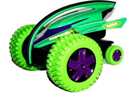 Collectionmart Remote Control 360 Degree Bouncing Rotation Devil Fish Crazy Gyro Monster Rock With Light Transmitter Battery (Green)