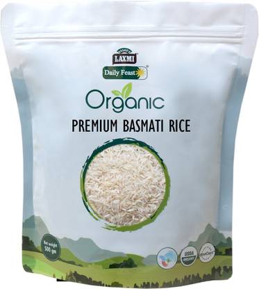 LAXMI Organic Premium Basmati Rice 500 gm Basmati Rice (Long Grain, Polished)