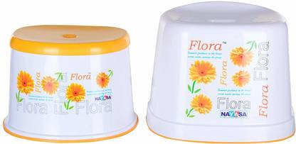 NAYASA Bathroom Stools (Glossy, Yellow 512 511, Set of 2) Stool