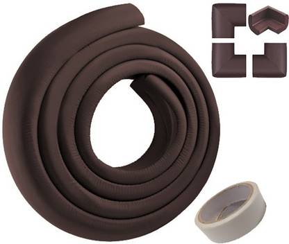 Mopslik Baby Proofing Combo of Extra Thick Child Safety 2 Meter Edge Protector Cushion Tape & Corner Guards with Adhesive Tape (1 Pc 2 Meter Tape and 4 Corner Guards) …