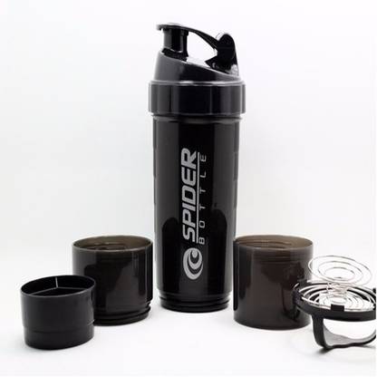spider Smart Protein Shaker Bottle for gym with 2 Storage Extra Compartment 500 ml Shaker 500 ml Shaker