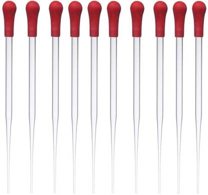 DIY Crafts Glass Pipette Dropper with Red Rubber Cap(Pack of 10 Pcs) Manual Nasal Aspirator