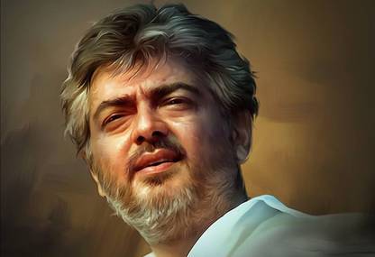Digital Painting Tamil Superstar auctor Ajith HD Wallpapers new no. 2 Wall Poster Print on Art Paper 13x19 Inches Paper Print