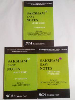 Saksham Easy Notes Unit Wise For Bca 2 Nd Semeter Complete Set