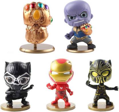 imodish Marvel Avengers Infinity War Set of 5 Pcs. Thanos, Infinity Gauntlet, Black Panther, Golden jaguar, Iron Man 12 Cms. Action Figure