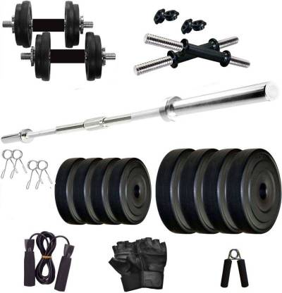 STARX 20 kg PVC 20 Kg COMBO with 4Ft Joint Rod Dumbbell rods and Accessories Home Gym Combo