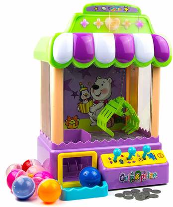 Toysery Prize Grabber Machine Toy For Kids - Grip A Prize Machine With Music Light Function Including Usb Cable & Coin - Claw Vending Ma