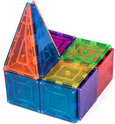Trinkets & More - 3D Premium Magna Tiles (69 Pieces) Toys | Building Tiles Stacking Set |Construction Game with Storage Box