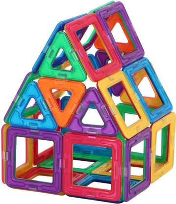 Trinkets & More - 3D Premium Magna Magnetic Blocks (68 Pieces) Toys | Building Tiles Stacking Set | Magical Construction Game Puzzle | STEM with Storage Box