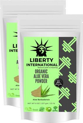 लिबर्टी इंटरनेशनल Organic Aloevera Powder - Hair Growth | Boosts Immune System | Promotes Skin (2 X 227 Gm Each) Organic Certified NE13