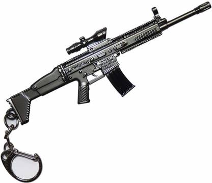 eDUST PUBG Gun Refile Scope Real 3D Model Metal Body M249 Gun 120mm Length Key Chain