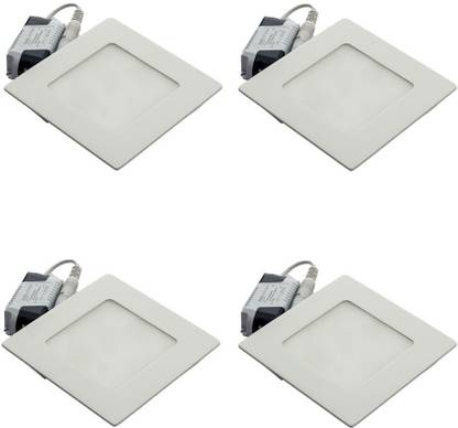 गैलेक्सी 6 watt LED Square Slim Panel Light False Ceiling POP DownLight Indoor Light White pack of 4 रिसेस्ड  सीलिंग लैंप