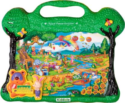 Kiddale Multifunctional English Learning Toy in Beautiful Forest Kingdom, Touch and Learn Alphabets and Word Spelling, Sounds of Animals, Birds and Musical Instruments Along with knowledgable Quiz