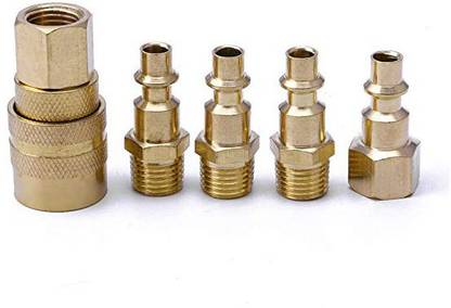DIY Crafts 5Pcs Brass Quick Coupler Set Solid Air Hose Connector Fittings 2-Way Coupling Pipe Joint