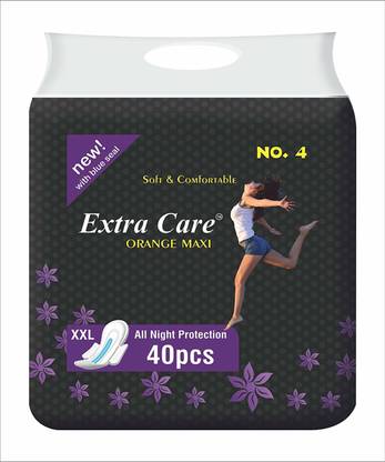 Extra Care Soft Comfort Orange Maxi XXL Sanitary Pads Pack of 40 + PantyLiner 10 Sanitary Pad