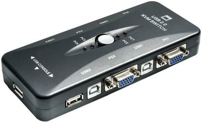 Tobo 4 Port USB 2.0 KVM VGA Switch Box Adapter for PC Keyboard Mouse Monitor Media Streaming Device