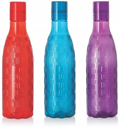 capnicks Unbreakable Plastic Cristal Clear Freezer Safe Water Bottle, 1 Ltr. Set Of 3 Pcs. 1000 ml Water Bottles