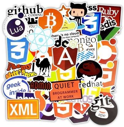 IDREAM Programming Language Software Geek Stickers (Pack of 50) Vinyl Reusable Laptop Skin Compatible for 15 inch
