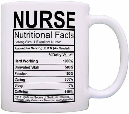 RADANYA Nurse Gifts Nurse Nutritional Facts Label Nursing Gag Gift Coffee MUG1253 Ceramic Coffee Mug