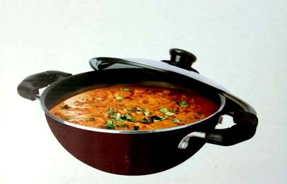 HOME ONE cook & serve non stick kadai 220 mm with heat resistance handle(gas oven supported only) Kadhai 22 cm diameter with Lid 1.5 L capacity