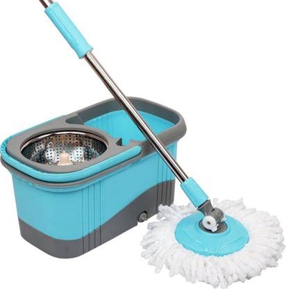 KAWACHI Floor Cleaning Easy Magic 360 Degrees Spin Mop with Large Bucket Wet & Dry Mop Mop Rod
