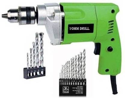 SMB TOOLS 10 MM POWERFULL ELECTRIC DRILL MACHINE WITH 18 PCS DRILL BIT SET Pistol Grip Drill (10 mm Chuck Size) Pistol Grip Drill