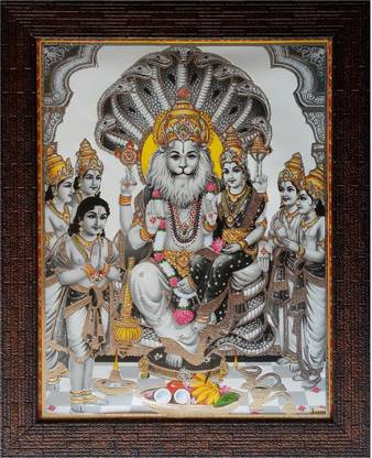 Art collection Home Decorative lord narsimbha narsingh bhagwan Painting Photo Frame Painting Wall Mount Religious Frame
