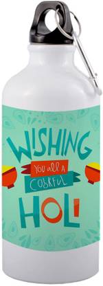 COLOR YARD बेस्ट हैप्पी होली विथ हनी ड्रॉप प्रिंट ऑन व्हाइट सिपर बॉटल 600 ml सिपर