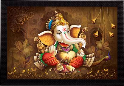 eCraftIndia Lord Ganesha Satin Matt Texture UV Art Ink 14 inch x 11 inch Painting