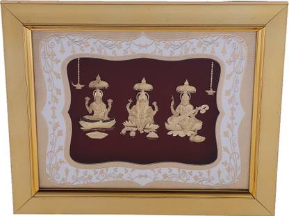 Aashirwad 24 Karat Laxmi Ganesh Saraswati Gold Leaf Religious Frame