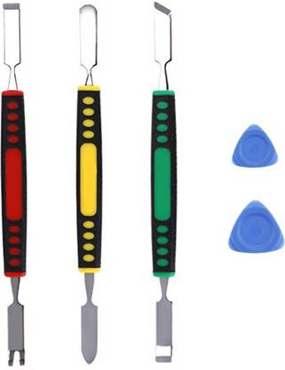 WOWSOME 3 in 1 Dual Ends Metal Spudger Set with 2 Plastic Openers Prying Non-slip Handle for Tablet Phone Repair Tool Kit Speeder Tool
