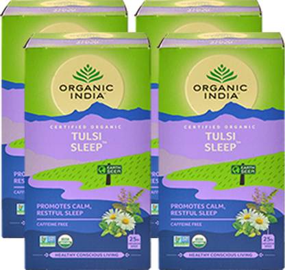 ORGANIC INDIA Tulsi Sleep Tea 25 Tea Bags- (Pack Of 4) Tulsi Herbal Tea Bags Box