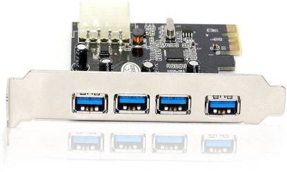 Edio 2 Ezone PCI-E Express ADD-ON Card USB 3.0 PCI-E Express ADD-ON Card with 4 Ports and 5V 4-Pin Power Connector for Desktop PC UC067 Expansion Card