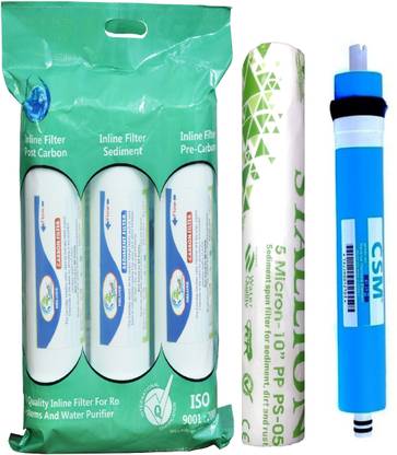 अर्थ Ro सिस्टम RO Service Kit with Inline set and CSM membrane and pp Spun सॉलिड फिल्टर कार्ट्रिज