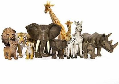 SANDBAR TOYS Safari Animals Set ( 12 Piece ) - Wild Animals Baby Animals Zoo Animals Jungle Animals and African Animals - Educational Child Development Toy - Kids Toddlers Children Toy Figures