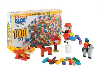 Buildn Blox Creative Building Blocks Building Bricks -Educational Classic Build Learning Toys Kids -12 Colors 14 Different Shapes - Gift Birthday Holidays | 1000 Pieces Leading Brands Compatible