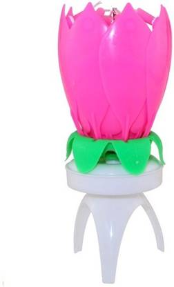 Stylewell Multicolor Revolving/ Rotate Lotus/ Kamal Sparkle Musical Magical Flower Blossom For Happy Birthday Party Tuning Cake Candle