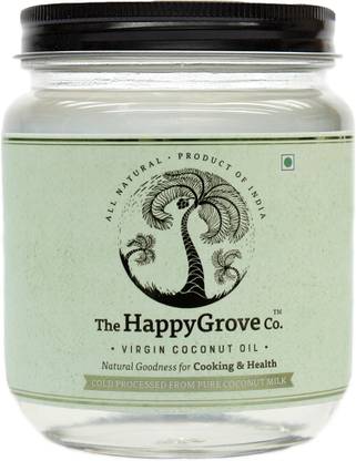 The HappyGrove Co Cold Processed Virgin Coconut oil made from fresh and pure coconut milk 500ml Coconut Oil Mason Jar