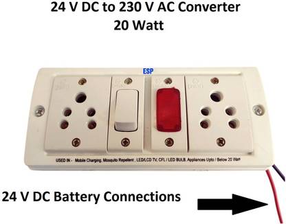 ESP 24 V DC to 230 AC Converter for Multiple Application Up To 20 Watt Load, 24 V DC to AC Cobverter 5 A Five Pin Socket