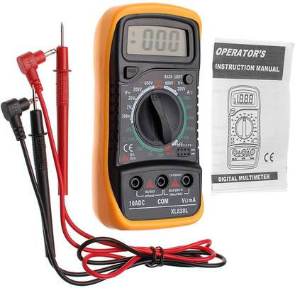 Techtest Digital Multimeter XL830L , AC/DC, Current , Voltage, Resistance Digital Meter , Tester with Ohm Volt Amp & Diode Test , for Household Outlets , Fuses , Vehicle Battery , Charging System , Automotive Circuits Digital Multimeter