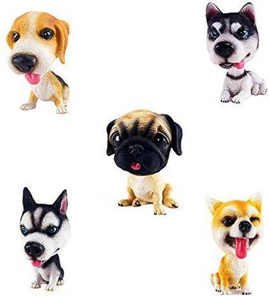 Comidox Handmade childhood memory BobbleHead Dogs Car Dash Puppy for Car Vehicle decoration rocking head dog made by superior Natural Resin Husky Lying 1PC