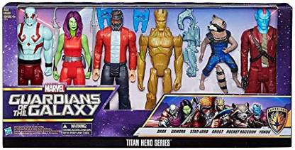 Guardians of the Galaxy Marvel Titan Hero Series 6-Pack 12-inch Action Figures Set: Drax Gamora Star-Lord Groot Rocket Raccoon Yondu