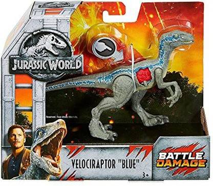 Jurassic World JWFK Fallen Kingdom Velociraptor Blue Dinosaur Posable Figure 6" Battle Damaged