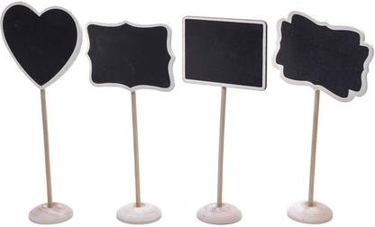 Futurekart Chalkboard 4 Mini Message Board, Chalk Board, Blackboard with Stand, Heart, Rectangle, Message Board 4 in 1 Set Black board