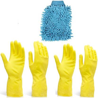 ZENVEXYO Usefull Long Sleeve Kitchen ,Waterproof Household Glove, Warm Dishwashing Glove, Water Dust Stop Cleaning Rubber Gloves, Hand Gloves, Best gloves-2 pairs-129 Wet and Dry Glove Set