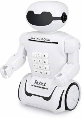 ToyGalaxy Robot table lamp piggy bank LED desk lamp with usb charging port, Early childhood education Music robot toy, Multi-function ATM password robot piggy bank toy Coin Bank