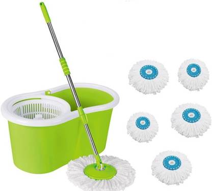 DAIVE DAIVE Home Cleaning 360� Spin Floor Cleaning Easy Advance Tech Bucket PVC Mop & Mop Set