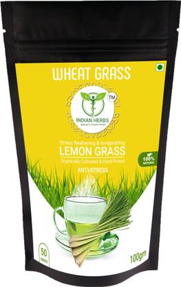 INDIAN HERBS wheatgrass with lemongrass Lemon Herbal Tea Pouch